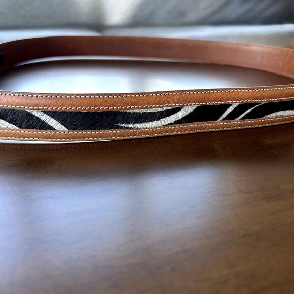 Terry Stack Zebra Haircalf Leather Belt Italian Leather Brown Black Large 40 Y2K main image 10